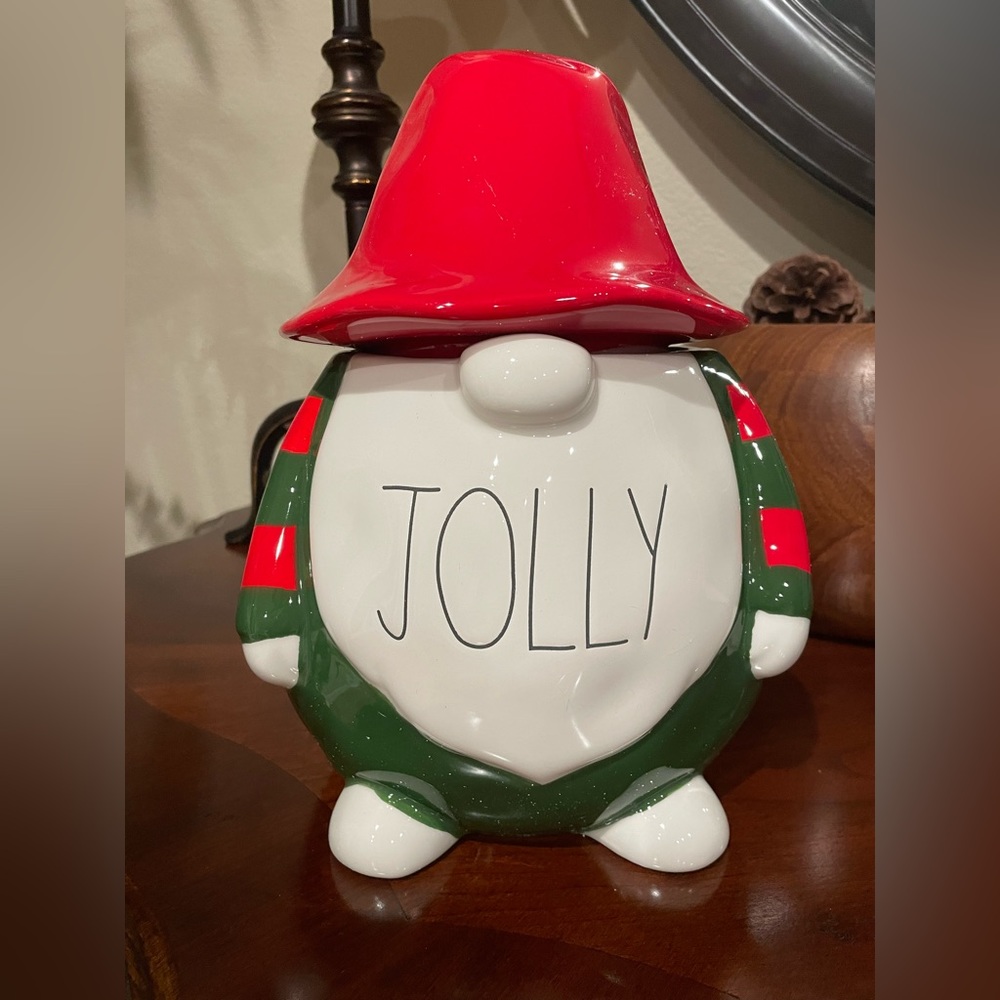 🎀 Rae Dunn brand new ceramic “JOLLY” gnome canister jar 🎀